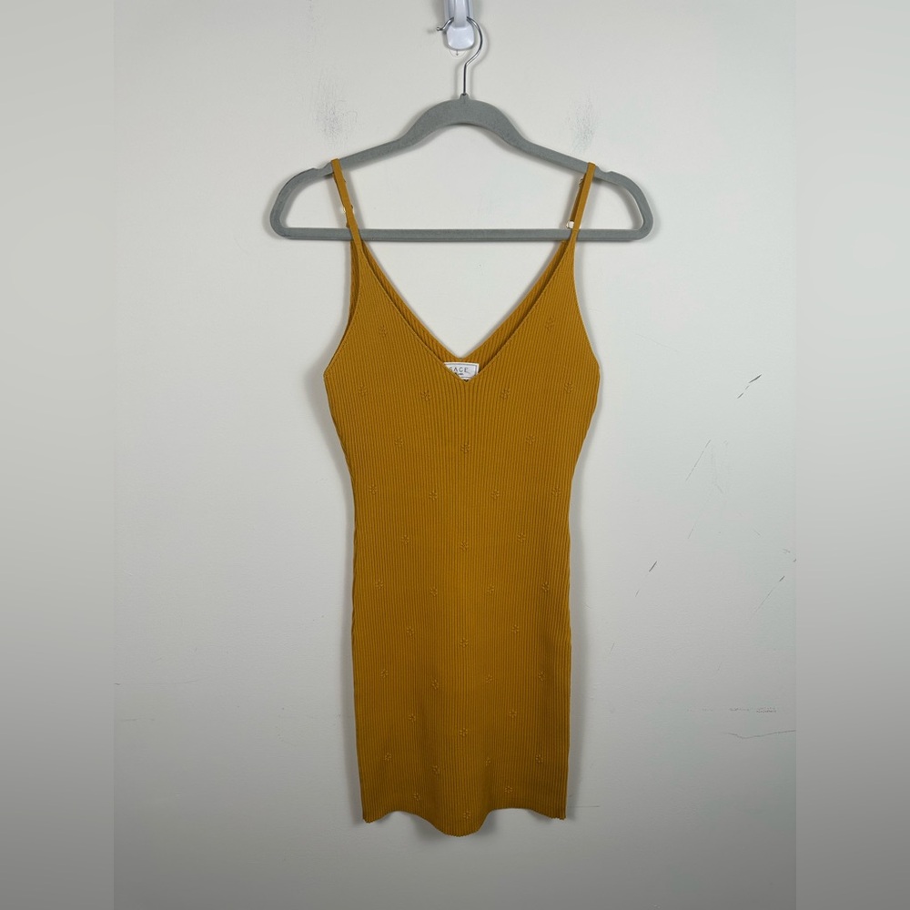 Sage The Label Mini Dress Women Size M Gold New Bethany Ribbed Floral Tank